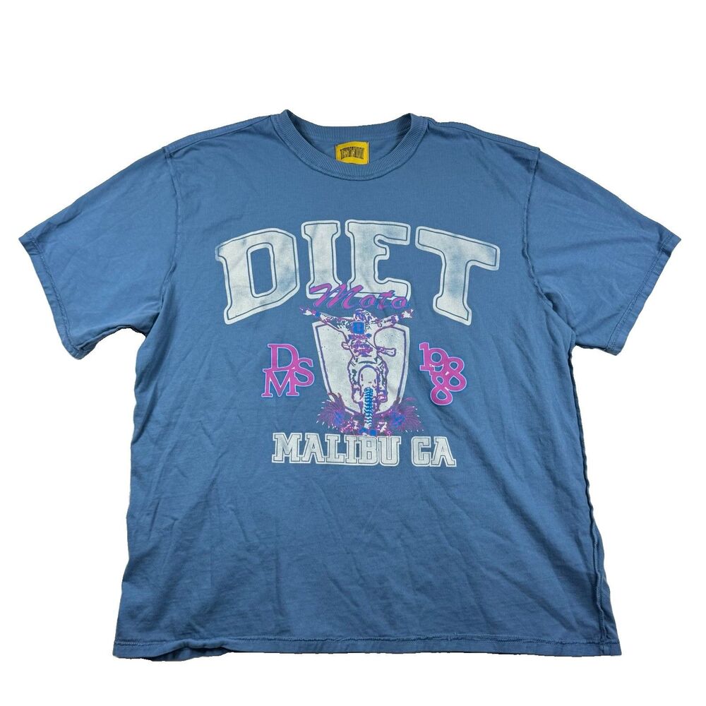 Diet Starts Monday Moto Malibu T-Shirt Men's L Blue Distressed Inverse Seam Rare